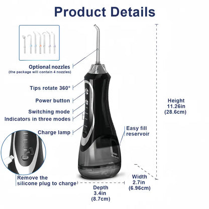 Water Flosser Tooth Picker - 3 Modes Of Dental Oral Irrigator, Portable & Rechargeable Personal Orthodontic Supply Water Tooth Cleaner Choose For Home Travel
