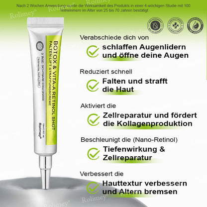 Jetzt jugendliche Haut zurückgewinnen 🍀Rolimey® Botox & Vita-A Retinol Shot Falten-Lift Straffungscreme