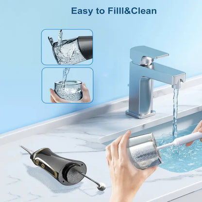 Valentine's Day Gift - Water Flosser, 6 Replaceable Nozzles, Portable, 30 Days of Use on Full Charge, Deep Oral Cleaning, Home and Couple Travel, Couple Hygiene Products, Cruise Essentials, Travel Must-Have Accessories - Black