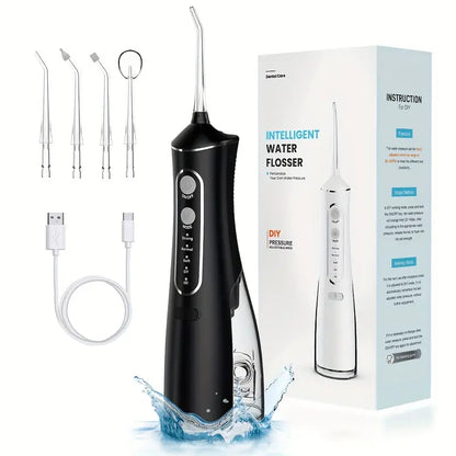 Portable Water Flosser, Cordless Oral Irrigator with Toothpick, USB Rechargeable Dental Flosser, 1500mAh Lithium Battery, Unscented, 4V Max, for Oral Care and Quartz Powder Cleaning