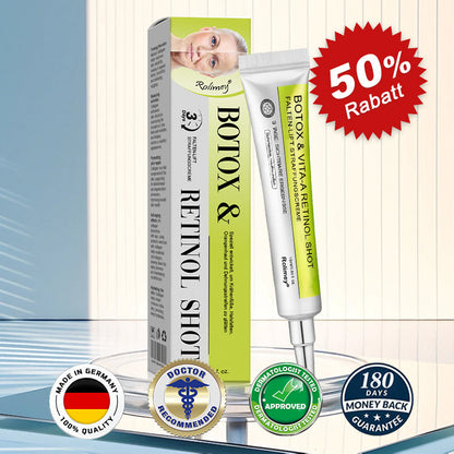 Jetzt jugendliche Haut zurückgewinnen 🍀Rolimey® Botox & Vita-A Retinol Shot Falten-Lift Straffungscreme