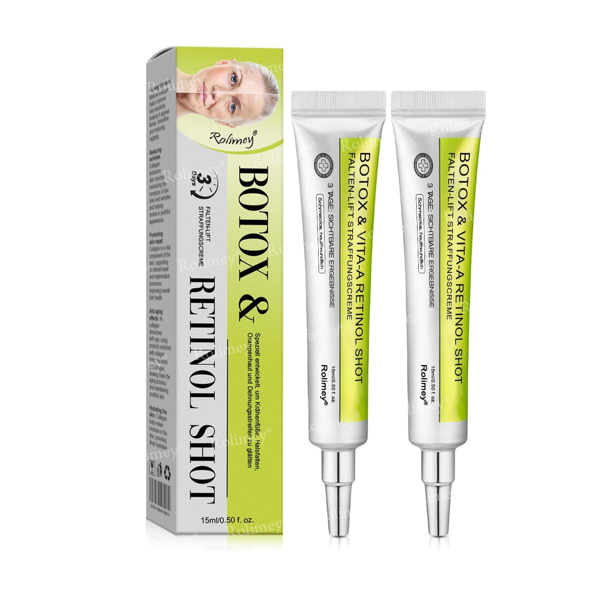 Jetzt jugendliche Haut zurückgewinnen 🍀Rolimey® Botox & Vita-A Retinol Shot Falten-Lift Straffungscreme
